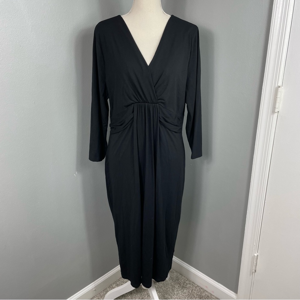 Talbots || Black Jersey Knit 3/4 Sleeve Dress